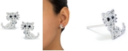 Giani Bernini Clear Pave Crystal Cat Stud Earrings set in Sterling Silver